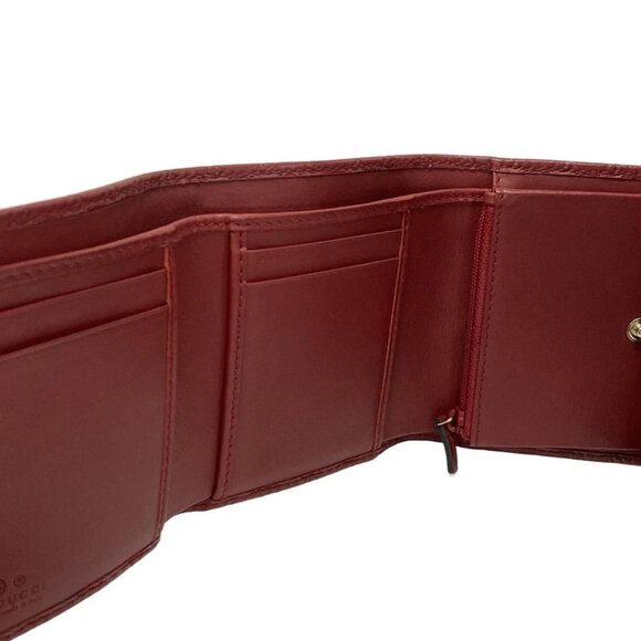 GUCCI Shimmerline/Micro Gucci Red Leather - Trifold Wallet 365-040125 - Picture 5 of 9